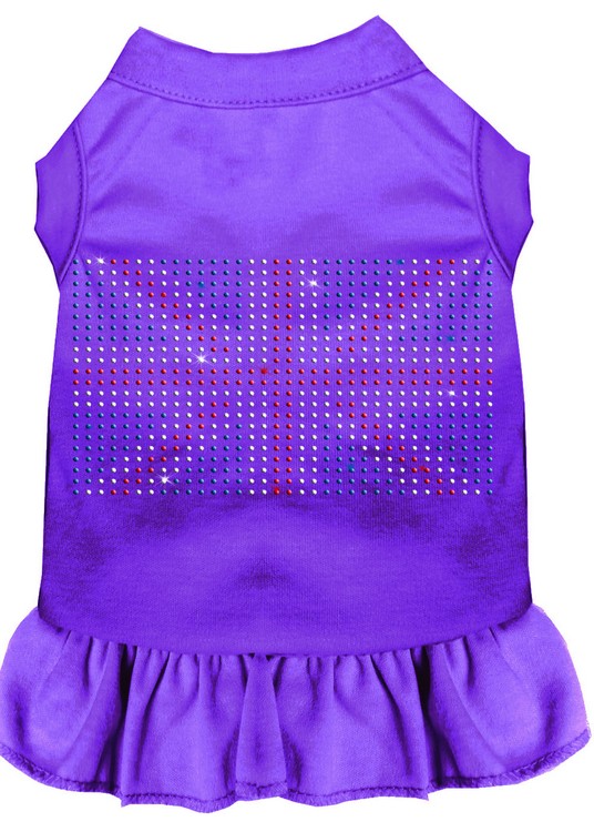 Rhinestone British Flag Dress Purple XS